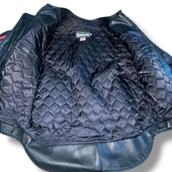 Schott NYC F1 Formula One Moto Racing Motorcycle Jacket Made IN USA XL Vintage